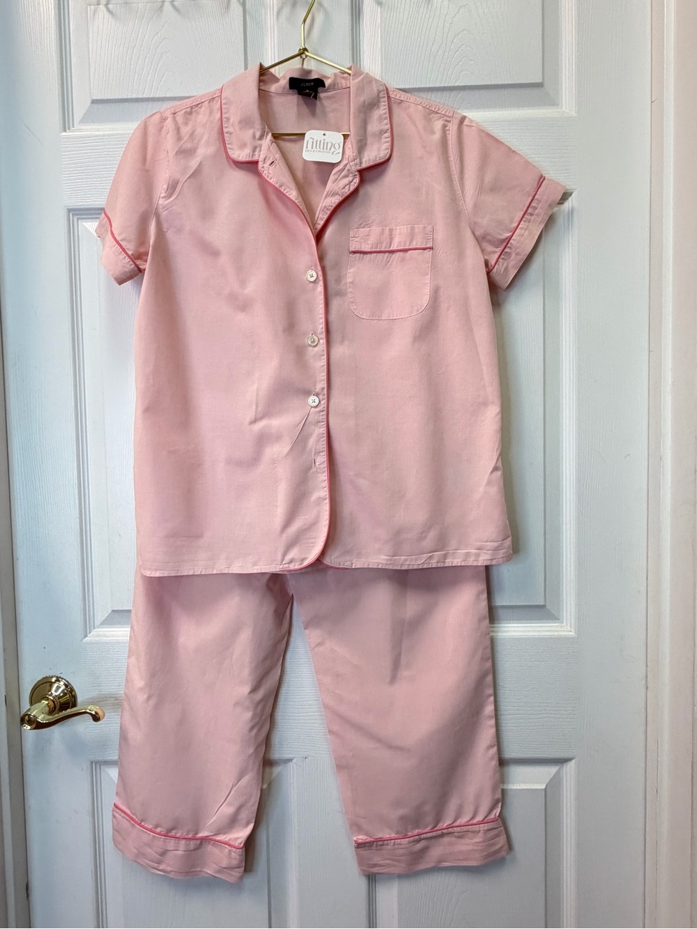 J. Crew Short-Sleeve Pink Pajama Set - Classic Button-Front